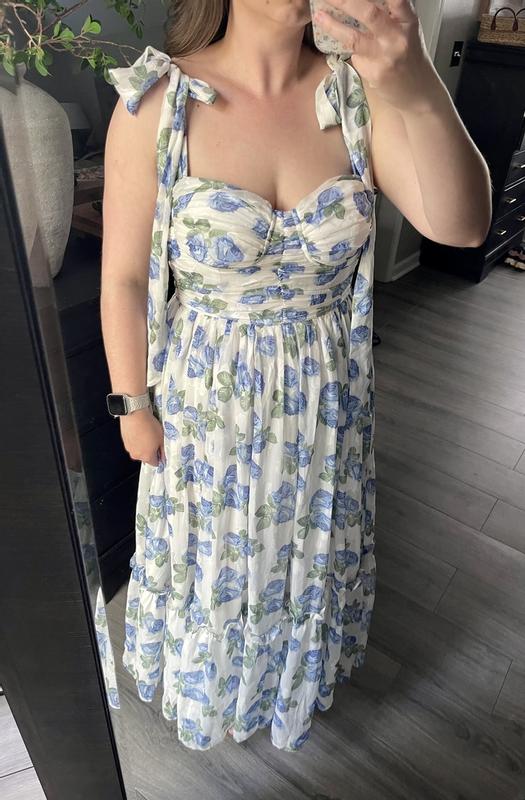 Customer photo for "Blue Floral Dress Review"