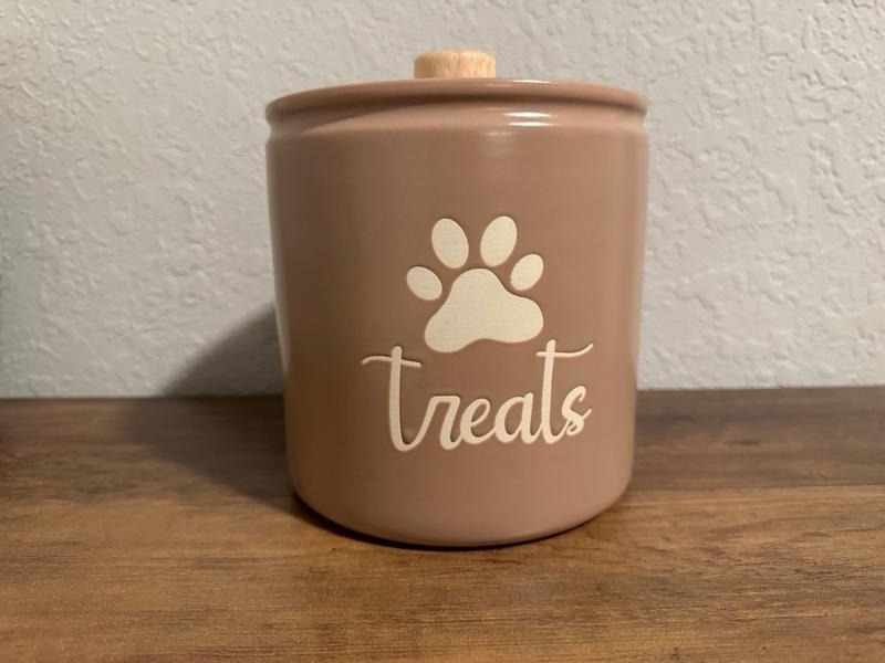 Top Paw Ceramic Treats Tan Paw Print Treat Jar