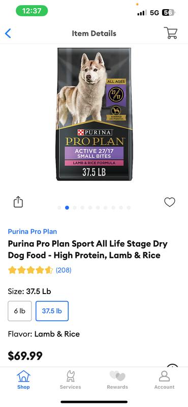 Purina Pro Plan Sport Active 27 17 Small Bites All Life Stages Dry Dog Food Lamb Rice