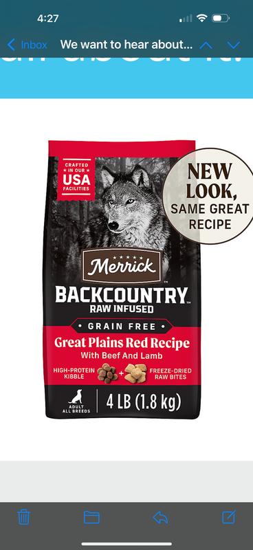 Merrick Backcountry Adult Dry Dog Food Beef Grain Free Gluten Free