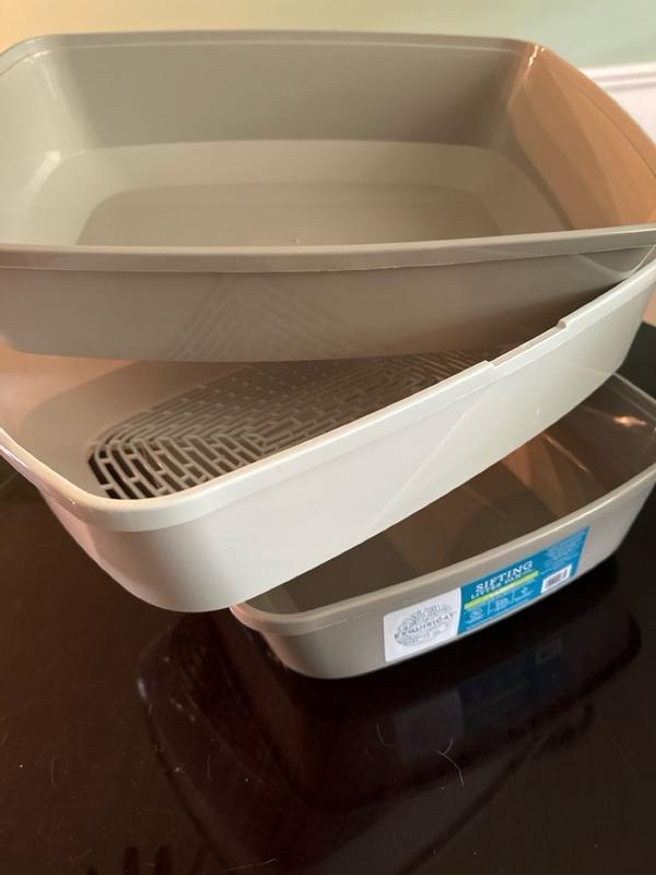 ExquisiCat White Tan Sifting Litter Box