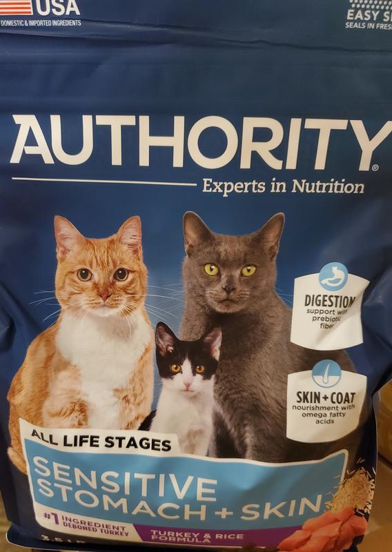 Authority Sensitive Stomach Skin Cat Dry Food Turkey Rice With Grain