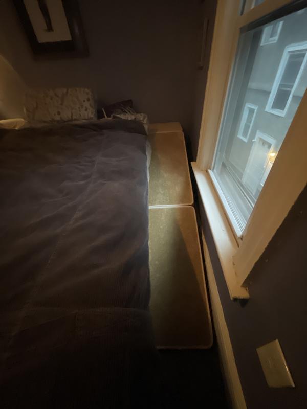 Placement of ramp. Having it between the wall and bed helped make it really stable.