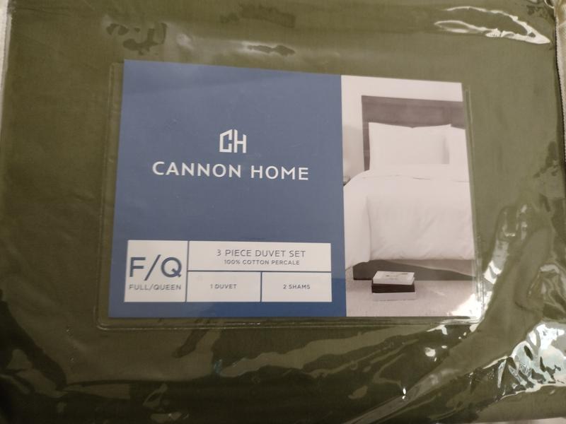 Cannon Solid Percale 3-Piece Grey Cotton Full/Queen Duvet Cover