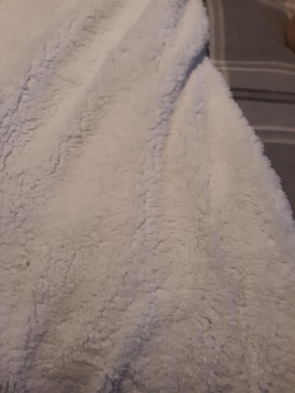 Here is the Canon Teddy plaid blanket showing the wool side very warm cozy thick