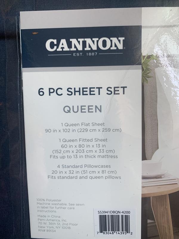 Cannon Heritage Solid Dark Blue King 6 Piece Sheet Set