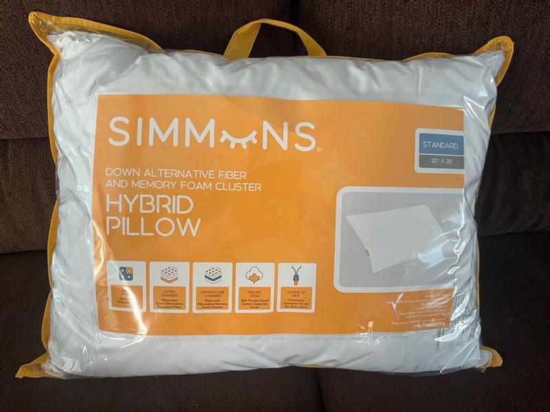 Simmons Down Alternative Memory Foam Hybrid 20x26 Pillow - QVC.com