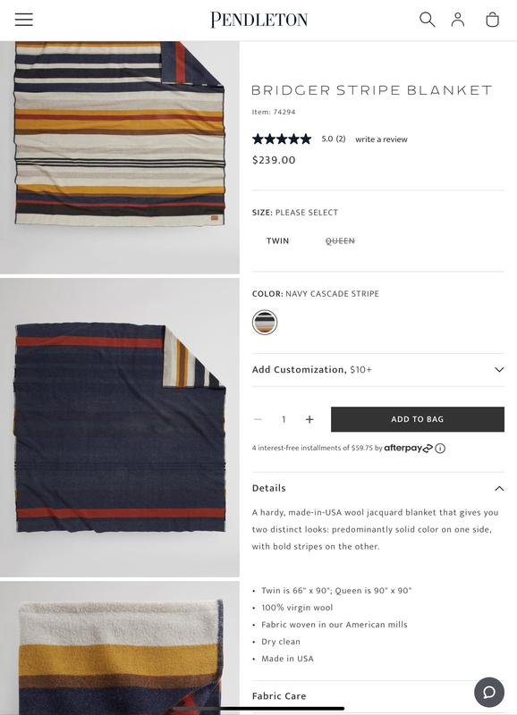 Bridger Stripe Blanket in Navy Cascade Print | Pendleton