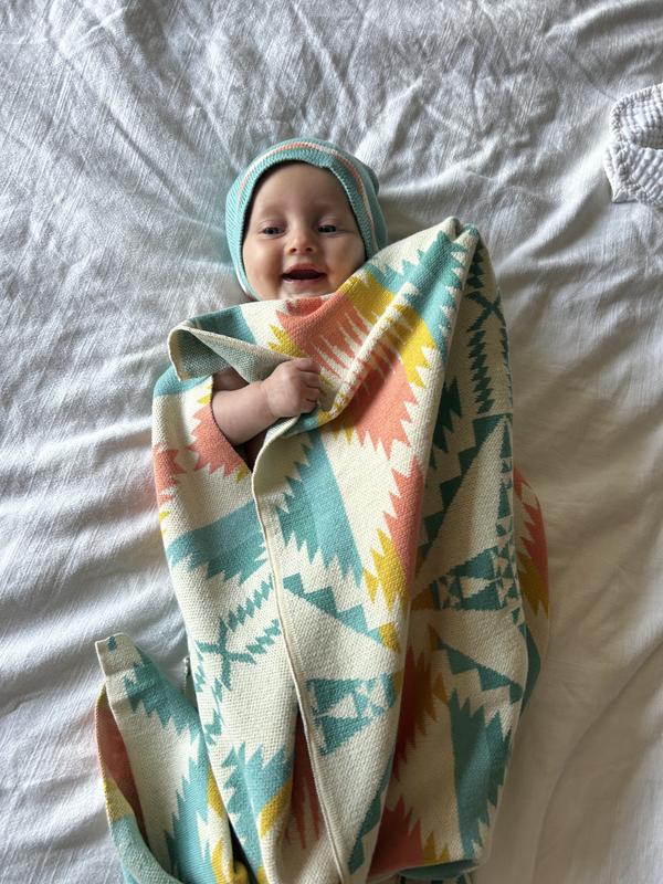 Pendleton knit baby blanket with beanie sale