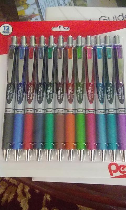 EnerGel RTX Refillable Liquid Gel Pen, (0.7mm) Assorted Ink 12-pk