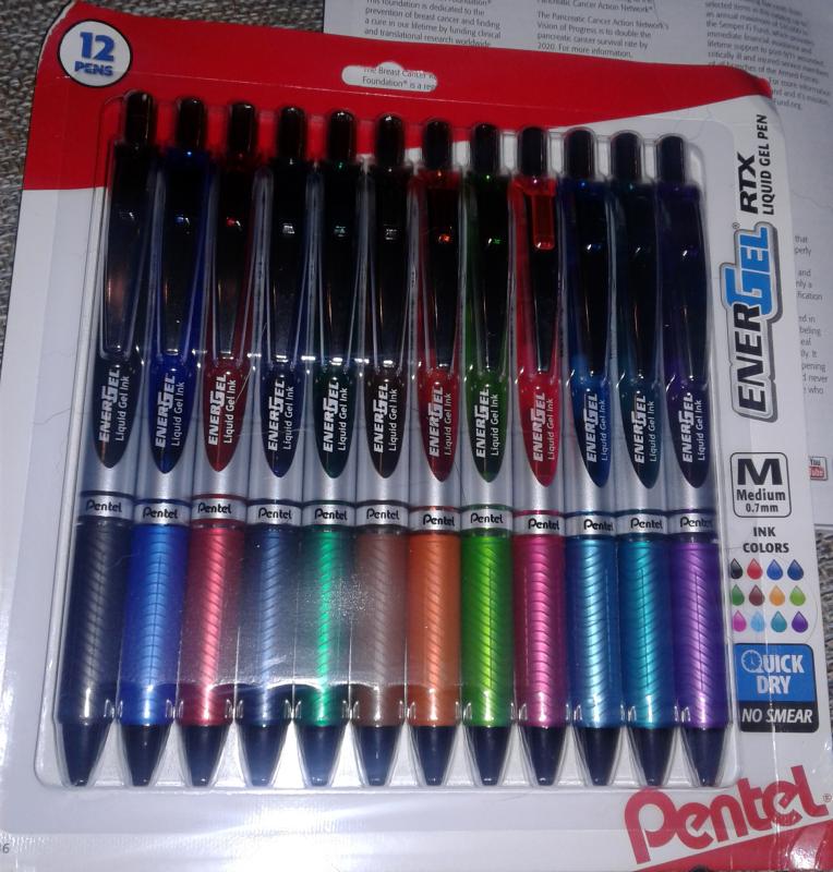  Pentel EnerGel 0.7 MM RTX Retractable Liquid Gel Pen, 10 Pack  of New Assorted ink Colors, Metal Tip, Medium Line, Quick Dry No Smear :  Office Products