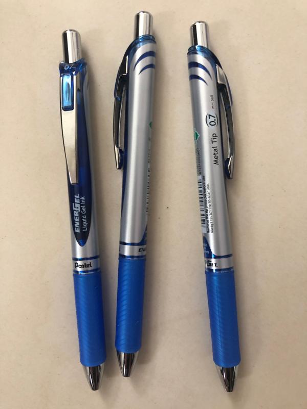 EnerGel RTX Gel Pen, Retractable, Medium 0.7 mm, Blue Ink,  White/Translucent Blue Barrel - mastersupplyonline