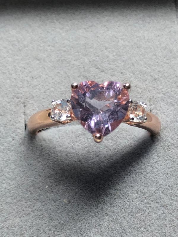 30% SALES Multi Gemstones Silver Ring, 4 Hearts White Quartz with Amethyst and Tanzanite Ring, 92.5 Sterling sale Silver Ring, Rhodium Plated