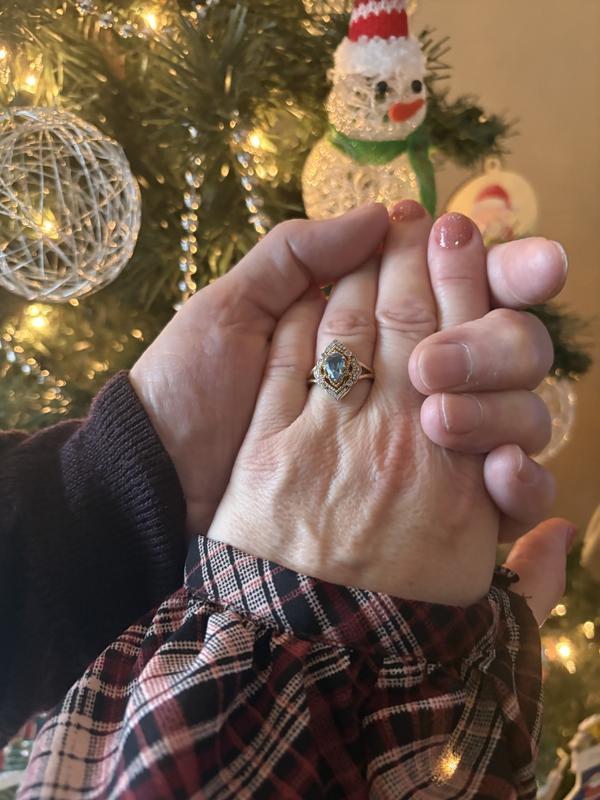 Enchanted Disney Aladdin Pear-Shaped Swiss Blue Topaz and 0.089 CT