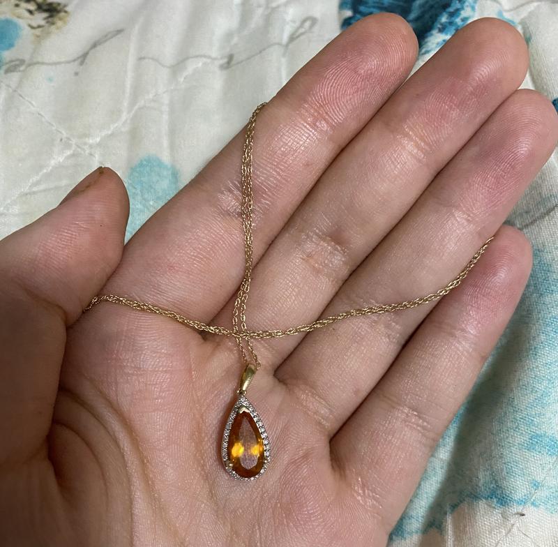 Pear-Shaped Citrine and 0.10 CT. T.W. Diamond Frame Pendant