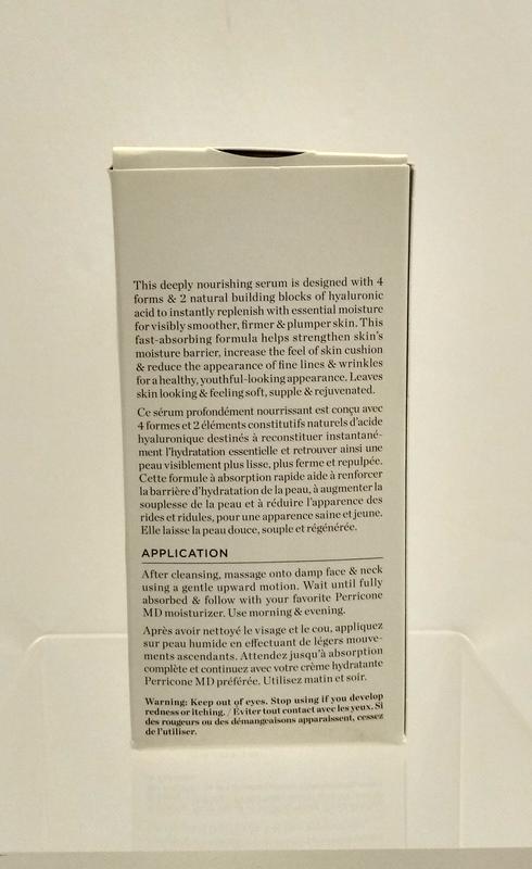 Perricone MD Hyaluronic Intensive Hydrating Serum (back of box)