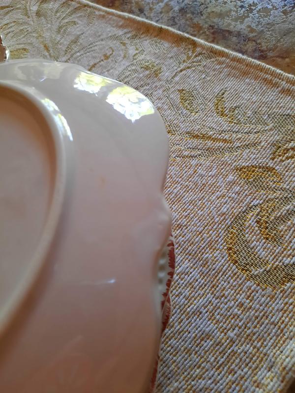 Looks likes chips, or dings, that were glazed over...the foot of a plate actually looks crumbled.