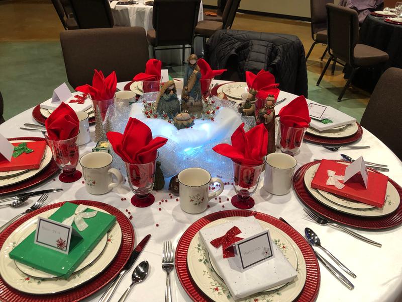 My decorated table at our church’s Christmas tea