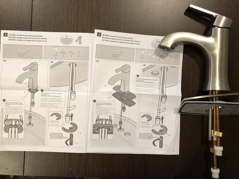 Faucet before install with instructions