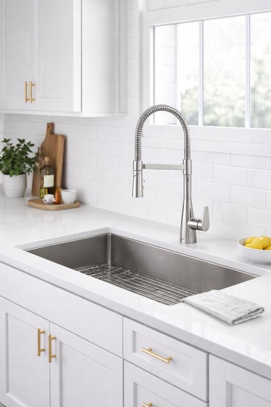 Polished Chrome Ashbourne F-529-7ABNCC 1-Handle Culinary Pull-Down