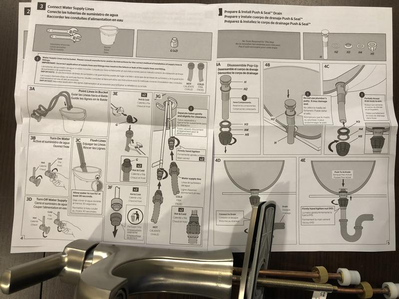Instructions with faucet before install