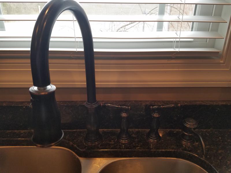 Pfister F-531-4HNY Hanover 2-Handle Pull-Down Kitchen Faucet with Soap Dispenser Tuscan Bronze