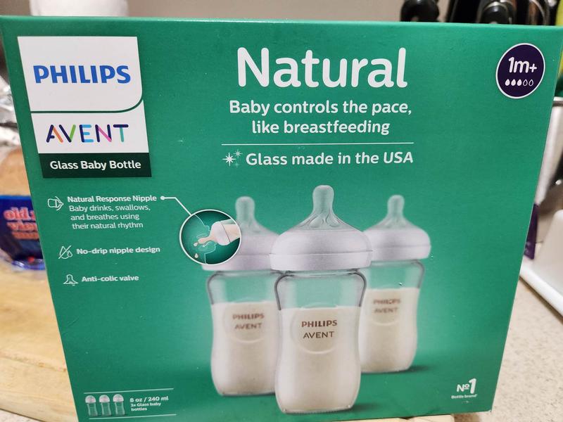 Biberon verre 240 ml Philips AVENT Natural Response - transparent
