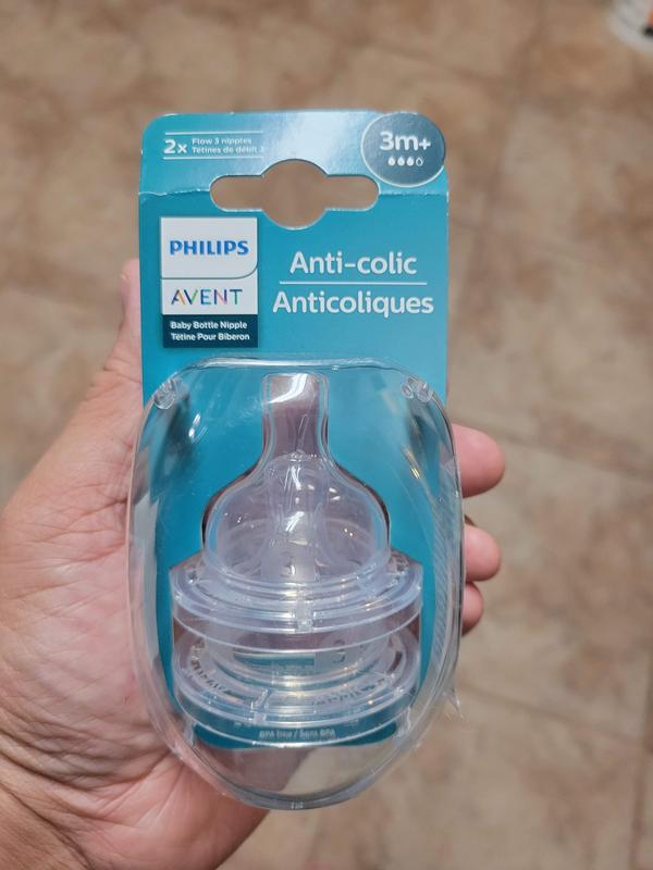 Philips Avent Anti-Colic Baby Bottle Medium Flow Nipple, Clear, 2pk