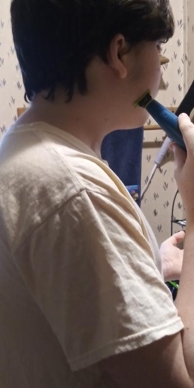 Son getting use to  the OneBlade