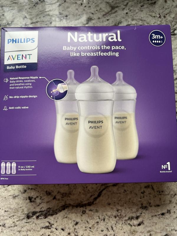Philips Avent Natural Baby Bottle, Clear, 11oz, 3pk Meijer