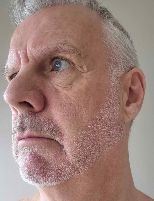 After trimming stubble and hair