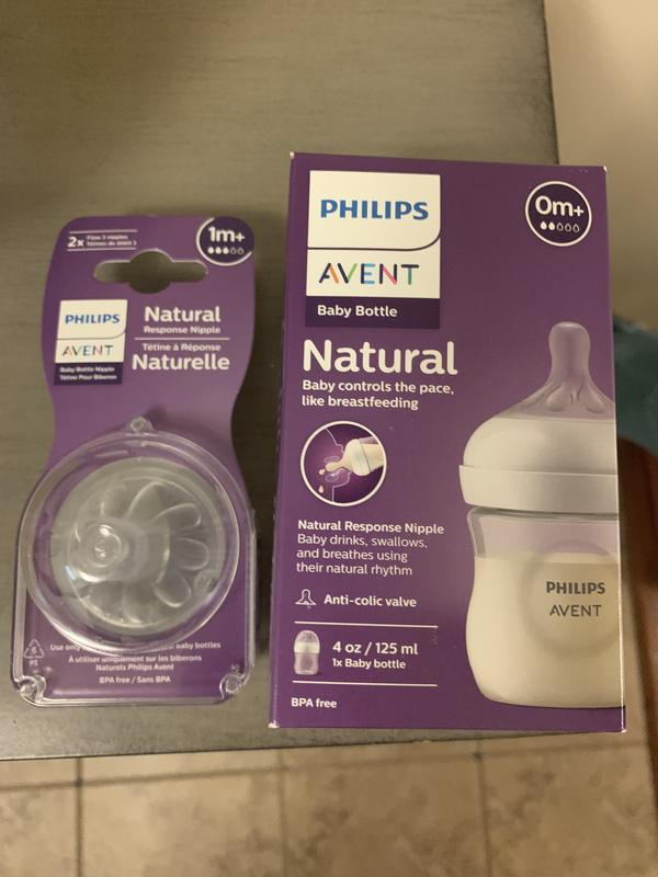 Philips Avent Natural Baby Bottle with Natural Response Nipple, Clear, 4oz,  1 pack, SCY900/01