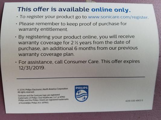 Warranty Card Plainly Stating Extra 6 Months