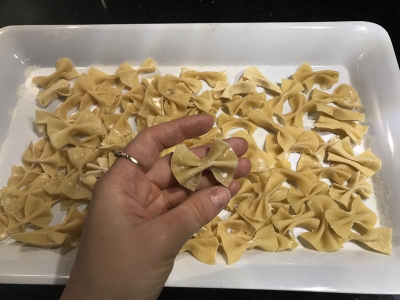 Butterfly pasta using the lasagna shape extruded.