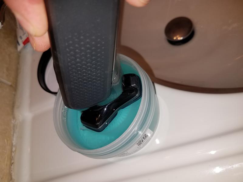 this all you do, dip the shaver head inti the solution