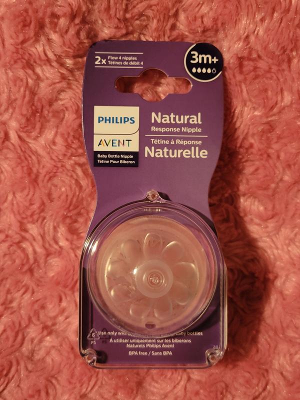 Philips Avent Natural Response Nipple Flow 4 3M+ 2 Ct. Baby Bottle