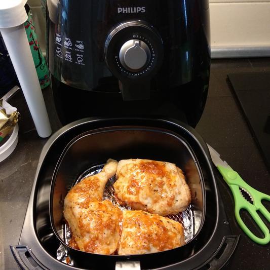 Cooking chicken in progress