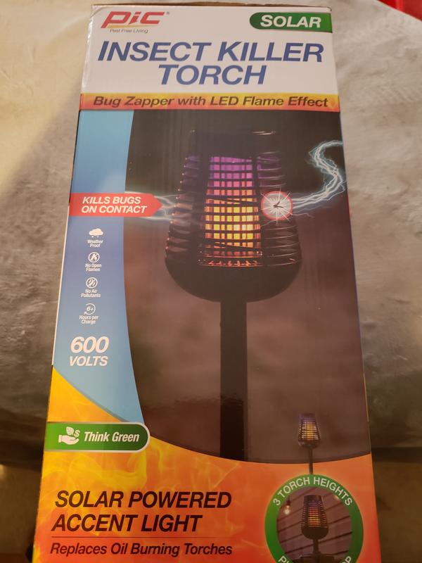 PIC® Solar Insect Killer Torch with LED Flame Effect in Black Bed