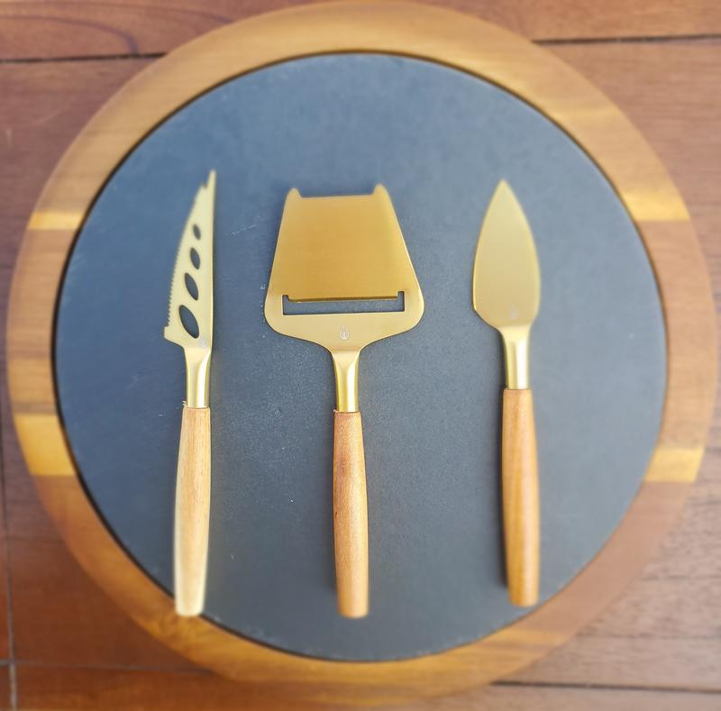 NFL Acacia and Slate Serving Board with Cheese Tools ,Broncos