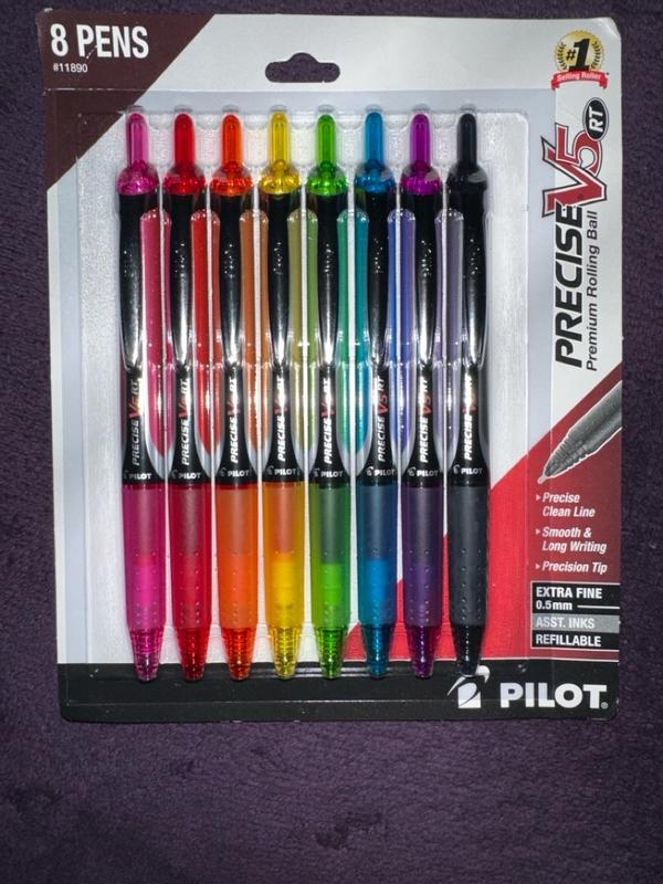 Pilot Precise V5 RT Rolling Ball Pen - Extra Fine Point Blue Ink With 2 Refills
