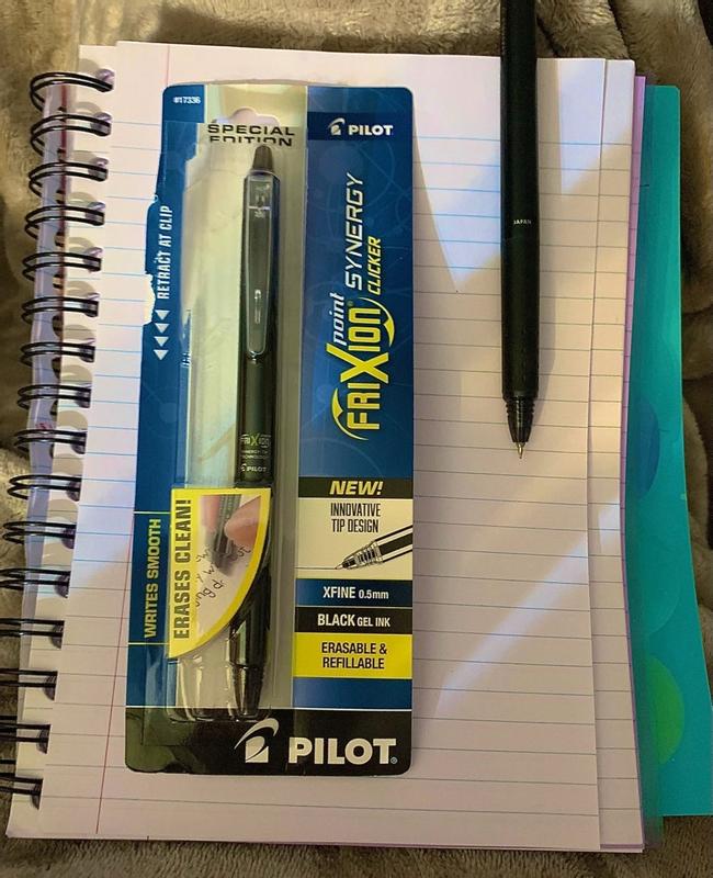 Pilot FriXion Synergy Clicker Erasable Retractable Gel Pens, Extra-Fine Point, 0.5 mm, Black Barrel, Assorted Ink, Pack of 3 Pens