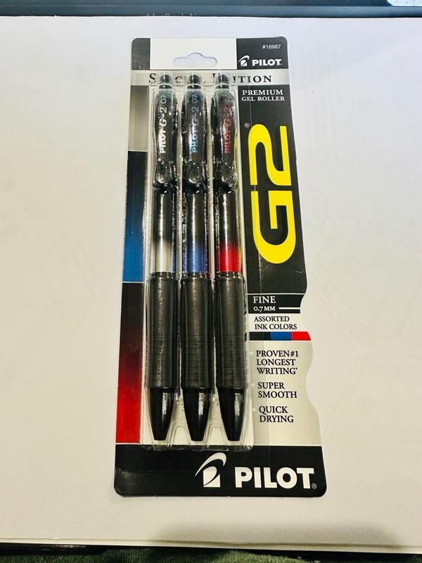 Pilot G2 Metal Gradation Collection Premium Gel Ink Pen, Fine Point, Black,  Blue, Red Ink, 5 Count 