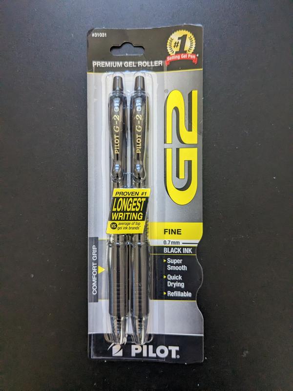 Pilot G2 Premium Retractable Gel Ink Rolling Ball Pen, Fine Point, Black Ink (20-Pack)