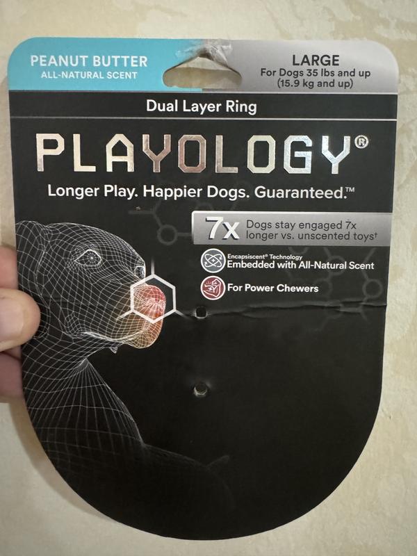 Playology Dual Layer Bone Dog Toy Peanut Butter Large