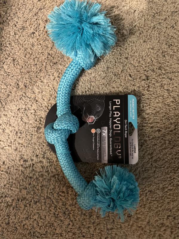 Playology Dri-Tech Peanut Butter Scent Dental Rope Dog Toy, Small