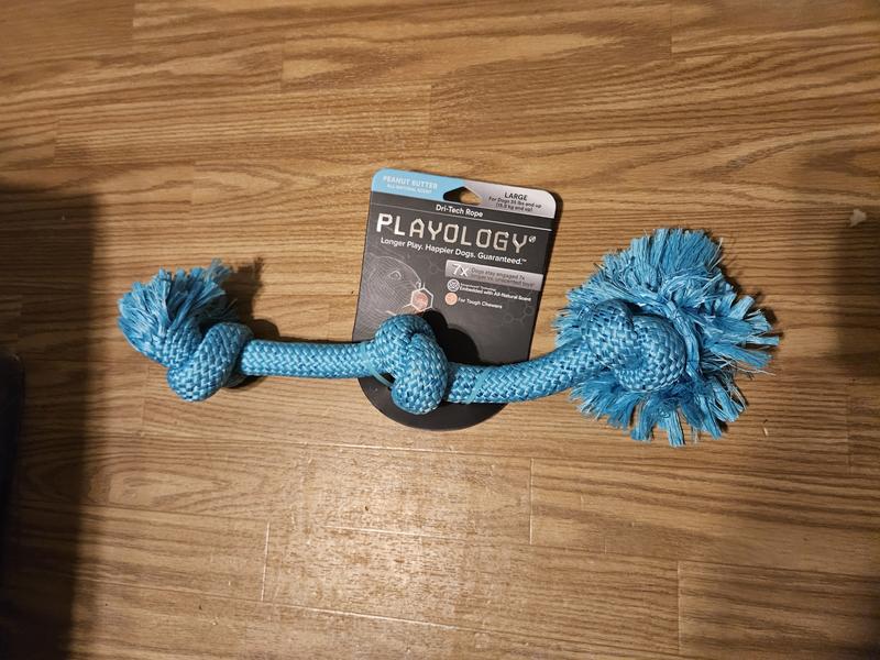 Playology Dri-Tech Peanut Butter Rope Dog Toy, Large