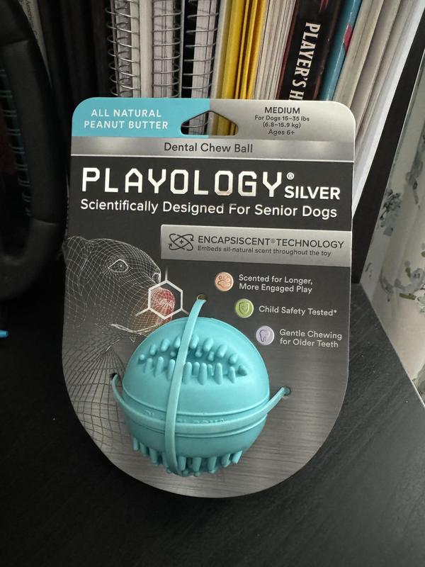 Playology Dental Chew Ball Dog Toy Pork Sausage Medium