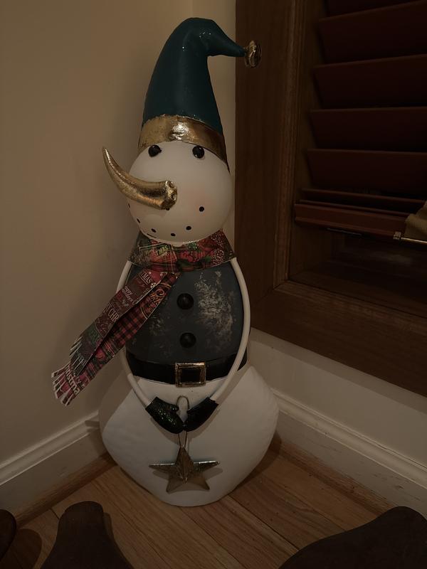 スノーマン飾り物(金属製) Indoor/Outdoor Vintage Holiday Snowman Metal Christmas Statue