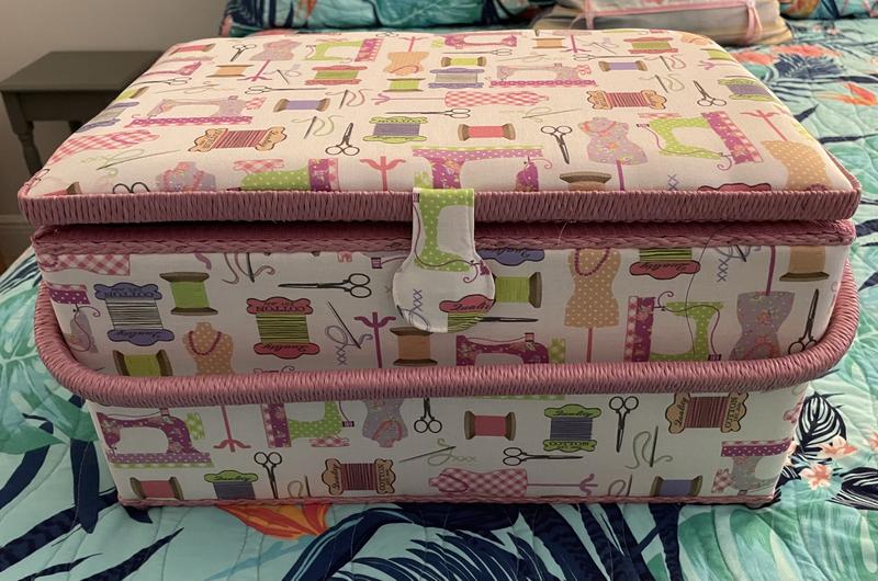 Dritz Extra Large Rectangular Dress Form Print Sewing Basket 15 x