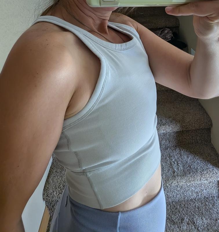 Customer photo for "If you're between small and Xtra small, maybe size down"
